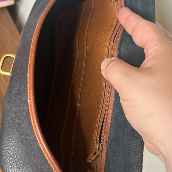 Vintage DOONEY & BOURKE Black All Weather Leather Purse Bag Equestrian NO STRAP - Picture 4 of 10